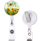 Cat  Flower  print pattern  Rotary clip telescopic easy pull buckle certificate buckle 3.2cm