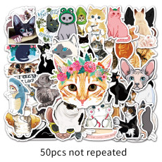 50 cartoon cute cat graffiti stickers notebook personality hand account scooter car refrigerator decoration waterproof stickers