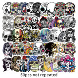 50 packs of phantom scary skull graffiti stickers Halloween luggage tablet notebook ghost face waterproof stickers