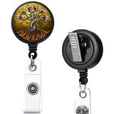 tree of life  print pattern  Rotary clip telescopic easy pull buckle certificate buckle 3.2cm