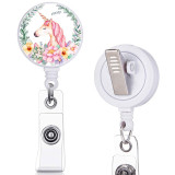 Music  Unicorn  Flower  print pattern  Rotary clip telescopic easy pull buckle certificate buckle 3.2cm