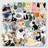 50 cartoon cute cat graffiti stickers notebook personality hand account scooter car refrigerator decoration waterproof stickers