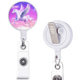 Flower  Unicorn  print pattern  Rotary clip telescopic easy pull buckle certificate buckle 3.2cm