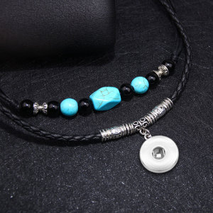 Retro style necklace pendant, agate beaded necklace jewelry fit 18mm snap chunks