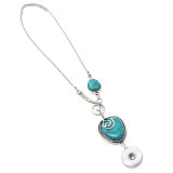 Bohemian style exotic antique silver plated snail alloy peach heart turquoise necklace fit 18mm snap chunks   necklace for women