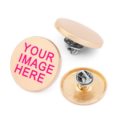 Customized Rose gold bottom Printed picture photos 18mm 21mm 25mm 28mm metal brooch without sewing buttons decorative buttons
