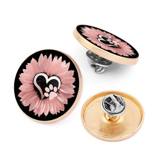 Customized Rose gold bottom Printed picture photos 18mm 21mm 25mm 28mm metal brooch without sewing buttons decorative buttons