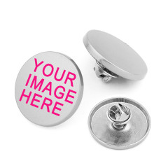 Customized Silver bottom Printed picture photos 18mm 21mm 25mm 28mm metal brooch without sewing buttons decorative buttons