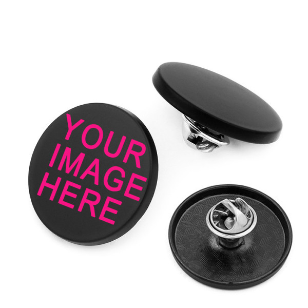 Customized Printed picture photos Black background 18mm 21mm 25mm 28mm metal brooch without sewing buttons decorative buttons