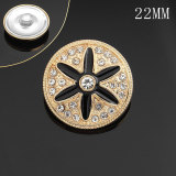 22mm metal dripping with rhinestones silver plated snap charms