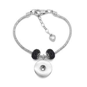 Copper bracelet 1 buttons snap silver bracelet with Austrian diamond beads fit snaps jewelry