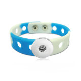 18cm kid junior style bracelet with 15mm width colorful silicone stretch fit 20mm snap button