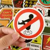 50 warning signs graffiti stickers personalized decoration trolley luggage car stickers waterproof stickers