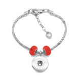 Copper bracelet 1 buttons snap silver bracelet with Austrian diamond beads fit snaps jewelry