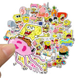 50 SpongeBob Cute Cartoon Stickers Graffiti Waterproof Skateboard Stickers Personalized Luggage Computer Stickers