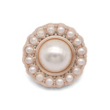 23mm20mm Pearl rhinestone resin silver plated snap charms