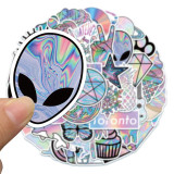 50 holographic laser flash stickers waterproof suitcase personality skateboard trend water cup waterproof stickers