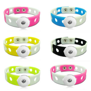 18cm kid junior style bracelet with 15mm width colorful silicone stretch fit 20mm snap button