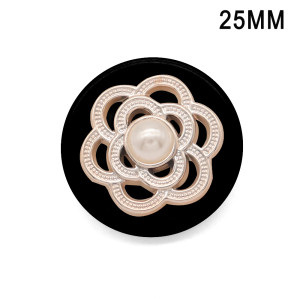 23mm20mm Pearl rhinestone resin silver plated snap charms