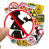 50 warning signs graffiti stickers personalized decoration trolley luggage car stickers waterproof stickers