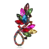 Colored crystal glass brooch High-end temperament clothing accessories