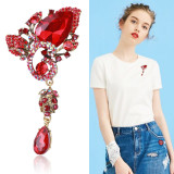 Personality Water Drop Brooch Rhinestone Crystal Pin Ladies Sweater Coat Accessories Corsage Gem Jacket Fixed Pin