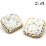 23MM metal Square resin  multicolor gold plated snap charms