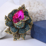 Vintage crystal diamond flower brooch brooch high-end temperament clothing accessories brooch