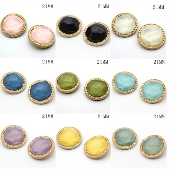 21MM metal round jelly gold multicolor silver plated snap charms
