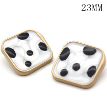 23MM metal Square resin  multicolor gold plated snap charms