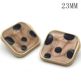 23MM metal Square resin  multicolor gold plated snap charms