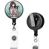 doll  princess  print pattern  Rotary clip telescopic easy pull buckle certificate buckle 3.2cm