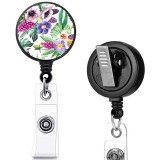 Flower  Cat  print pattern  Rotary clip telescopic easy pull buckle certificate buckle 3.2cm