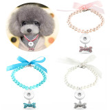 Pet accessories, pearl necklaces, cats and dogs collars, bone pendants, small and medium-sized dogs fit  1 18&20MM snap buttom snap jewelry