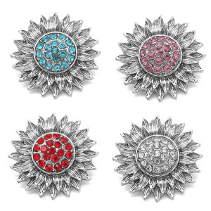 20MM  Sunflower design  multiple colour  with Rhinestone snap buttons