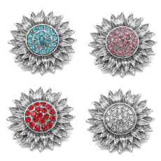 20MM  Sunflower design  multiple colour  with Rhinestone snap buttons
