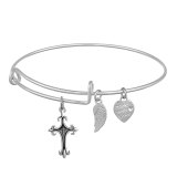 Alloy Bracelet with Cross Wings Love Heart Pendant