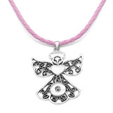 Angel love cross flower  snap Silver  Pendant with Leather necklace  fit 20MM snaps style jewelry  necklace for women