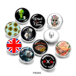 Painted metal 20mm snap buttons USA  Faith  Elephant