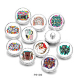 Painted metal 20mm snap buttons words  Santa Claus  love