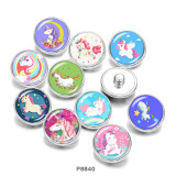 Painted metal 20mm snap buttons  Unicorn