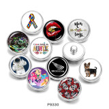 Painted metal 20mm snap buttons Dog  Ribbon  MOM