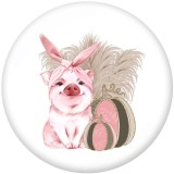 Painted metal 20mm snap buttons   Dog Cute pig