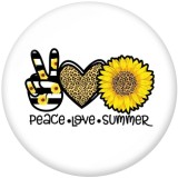 Painted metal 20mm snap buttons  Peace  Love