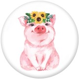 Painted metal 20mm snap buttons  Cute pig