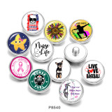Painted metal 20mm snap buttons  Dog  rabbit  Flower   glass snaps buttons