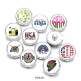 Painted metal 20mm snap buttons USA  Stars  cattle