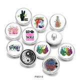 Painted metal 20mm snap buttons  Tai Chi  letter   glass snaps buttons