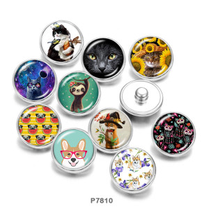 Painted metal 20mm snap buttons  Cat