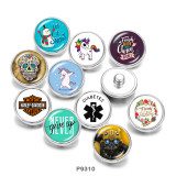 Painted metal 20mm snap buttons  Snowman  Harley  skull  Unicorn
